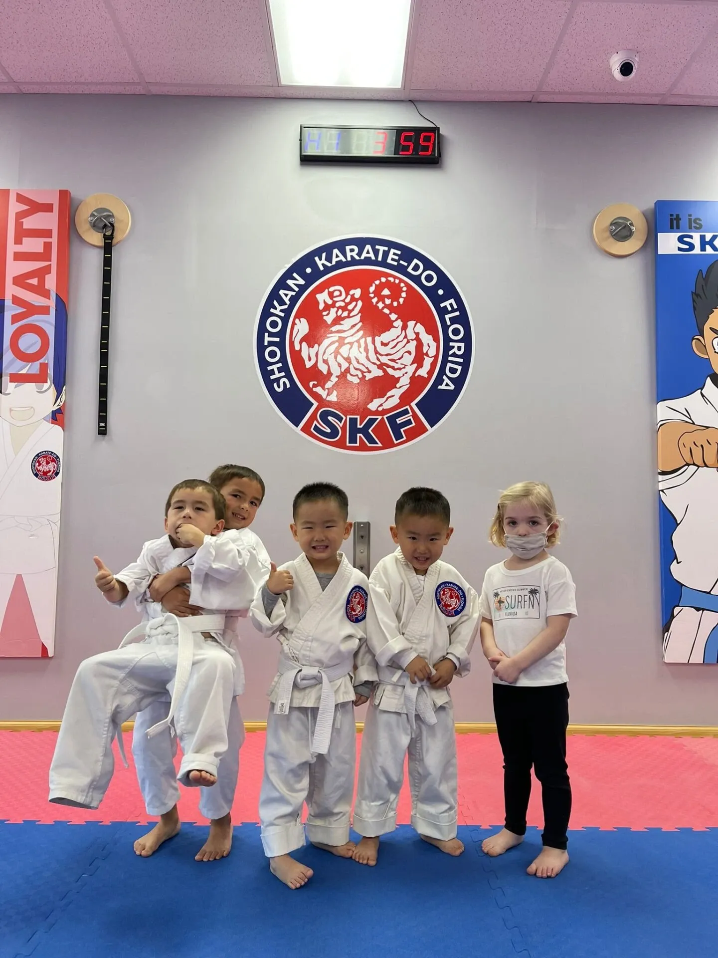 Martial arts students training
